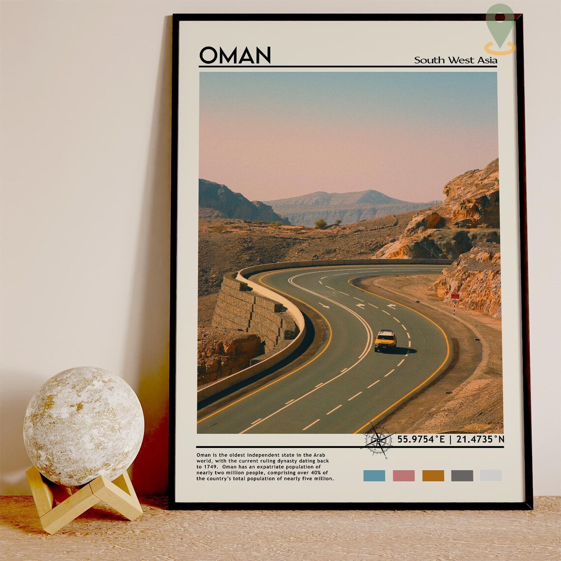 Oman Desert Mountain Road Adventure Southwest Asia Travel Poster - Image 3