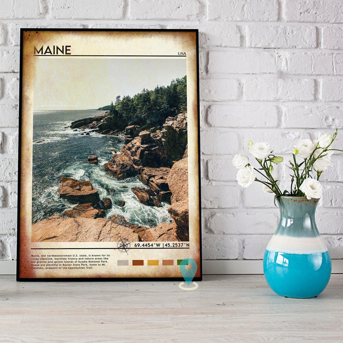 Maine USA Rugged Rocky Atlantic Coastline Ocean Cliffs Poster - Image 5