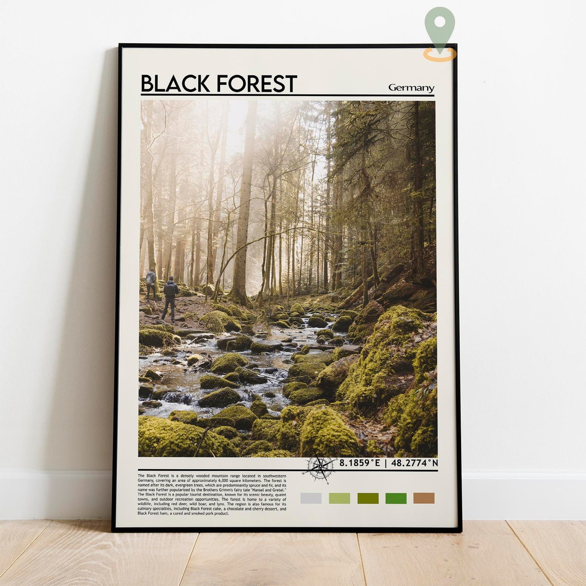 Black Forest Germany Mossy Stream Forest Hiking Trail Poster - Image 2
