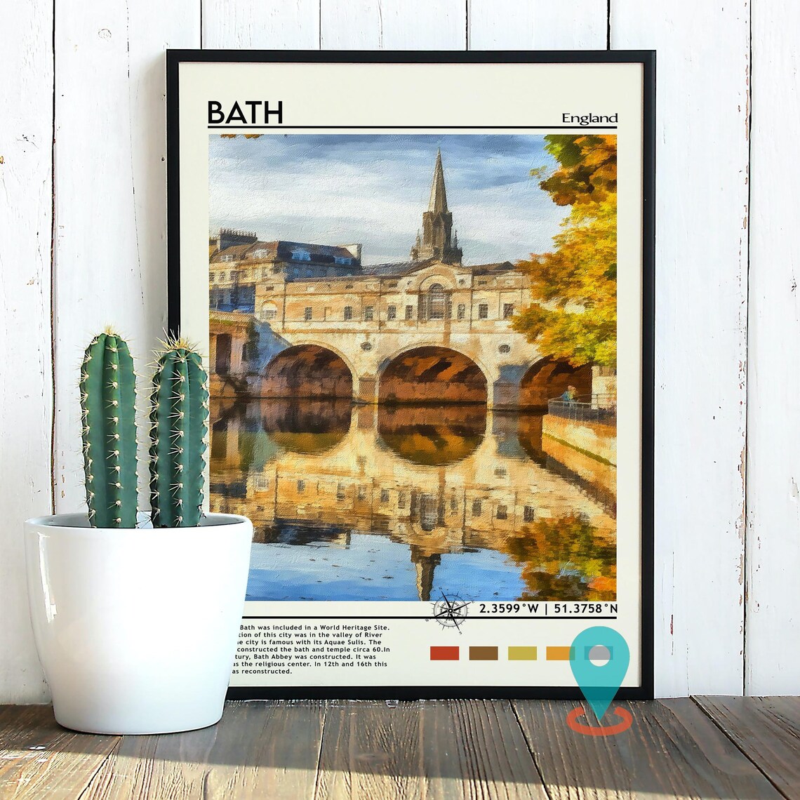 Bath England Roman City Pulteney Bridge Painting Travel Poster - Image 5