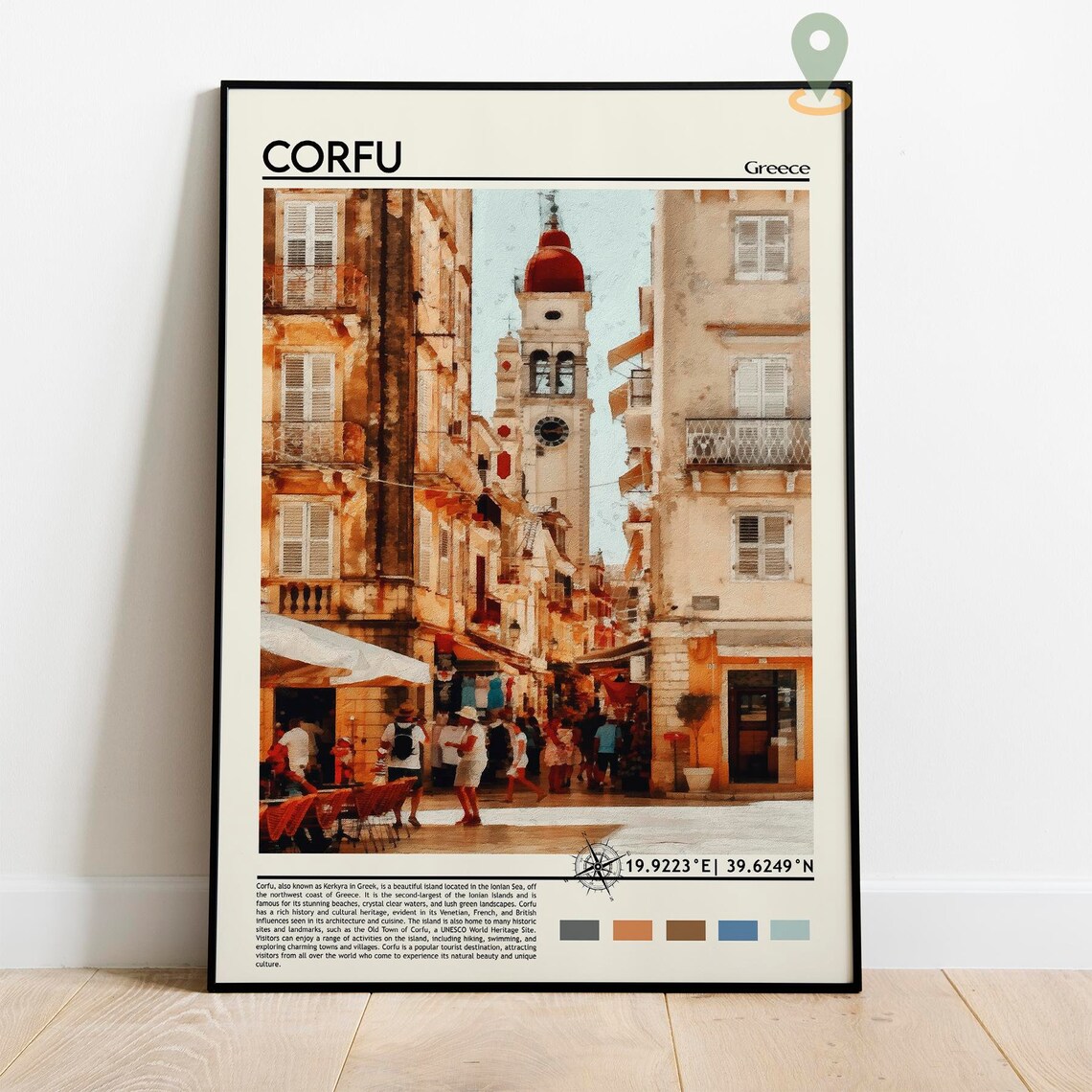 Corfu Greece Old Town Bell Tower Street Golden Light Travel Poster - Image 5