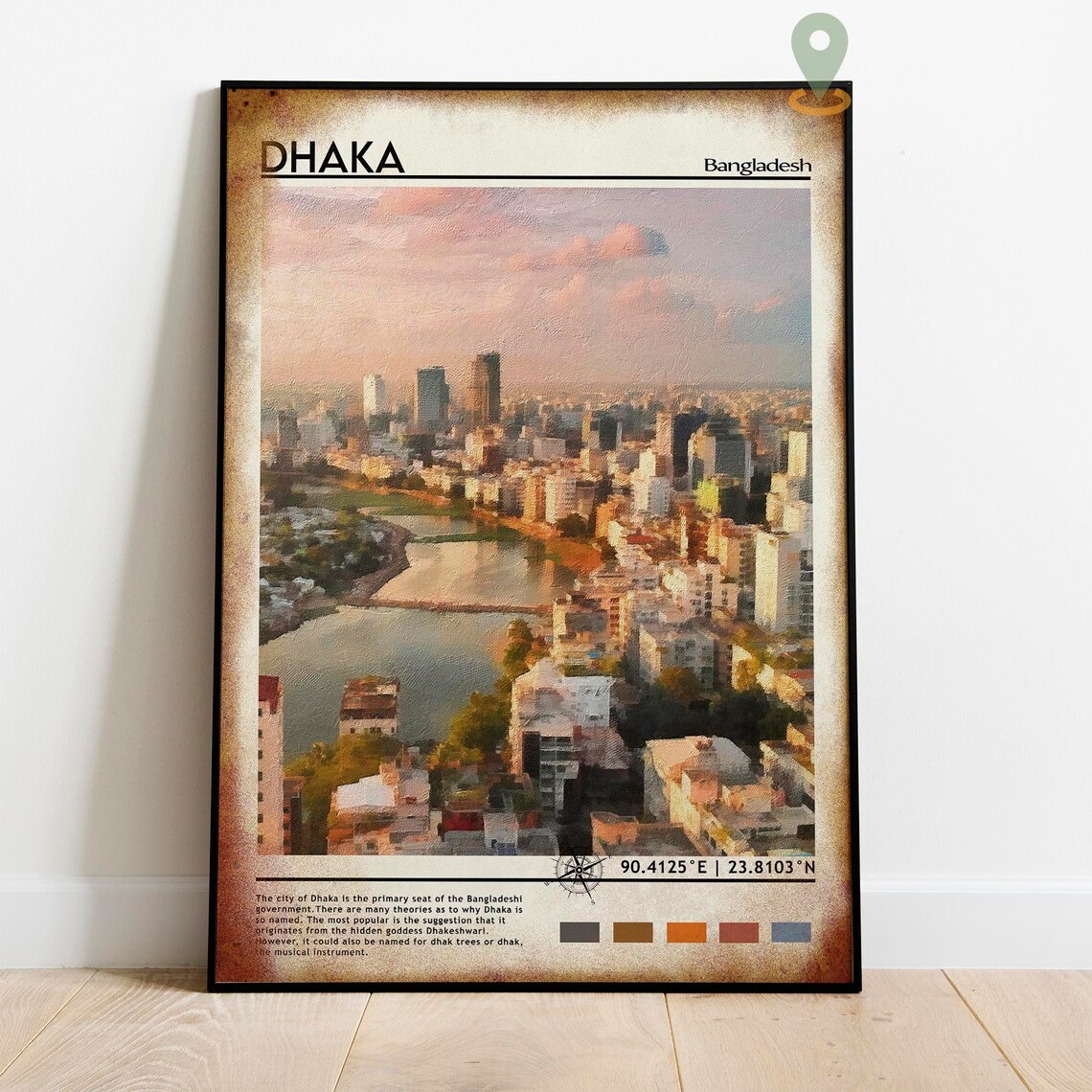Dhaka Bangladesh City Skyline Sunset Urban Landscape Art Poster - Image 3