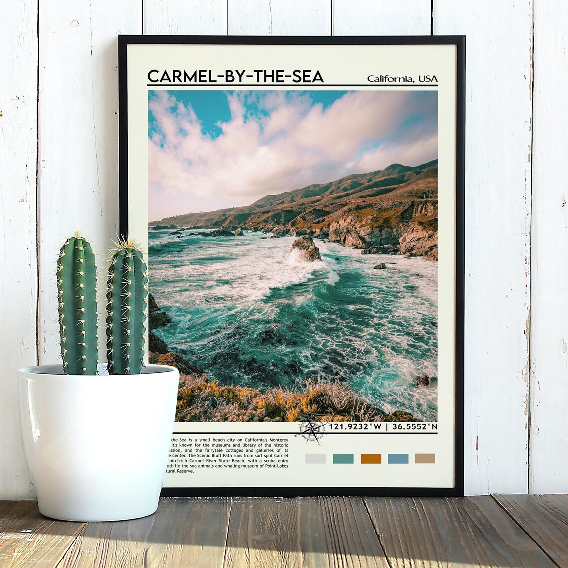 Carmel by the Sea California Rocky Coast Ocean Waves Photo Poster - Image 3