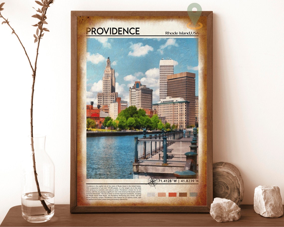 Providence Rhode Island Waterfront Vintage Skyline Travel Poster - Image 6