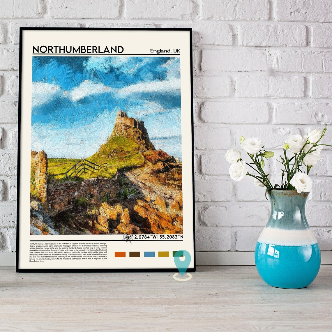 Historic Northumberland England Bamburgh Castle Coast Poster - Image 3