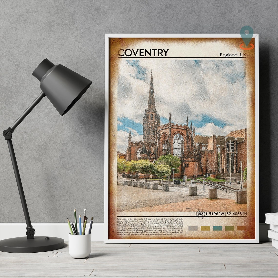 Coventry Cathedral Spire England UK Historic Church Travel Poster - Image 4