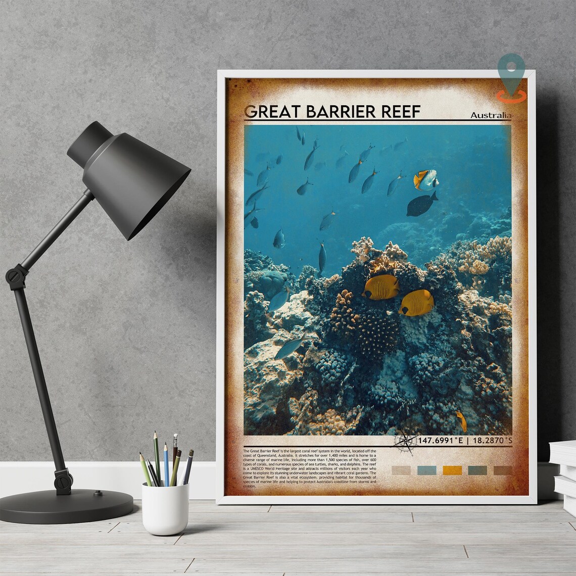 Great Barrier Reef Australia Coral Fish Underwater Ocean Life Poster - Image 4