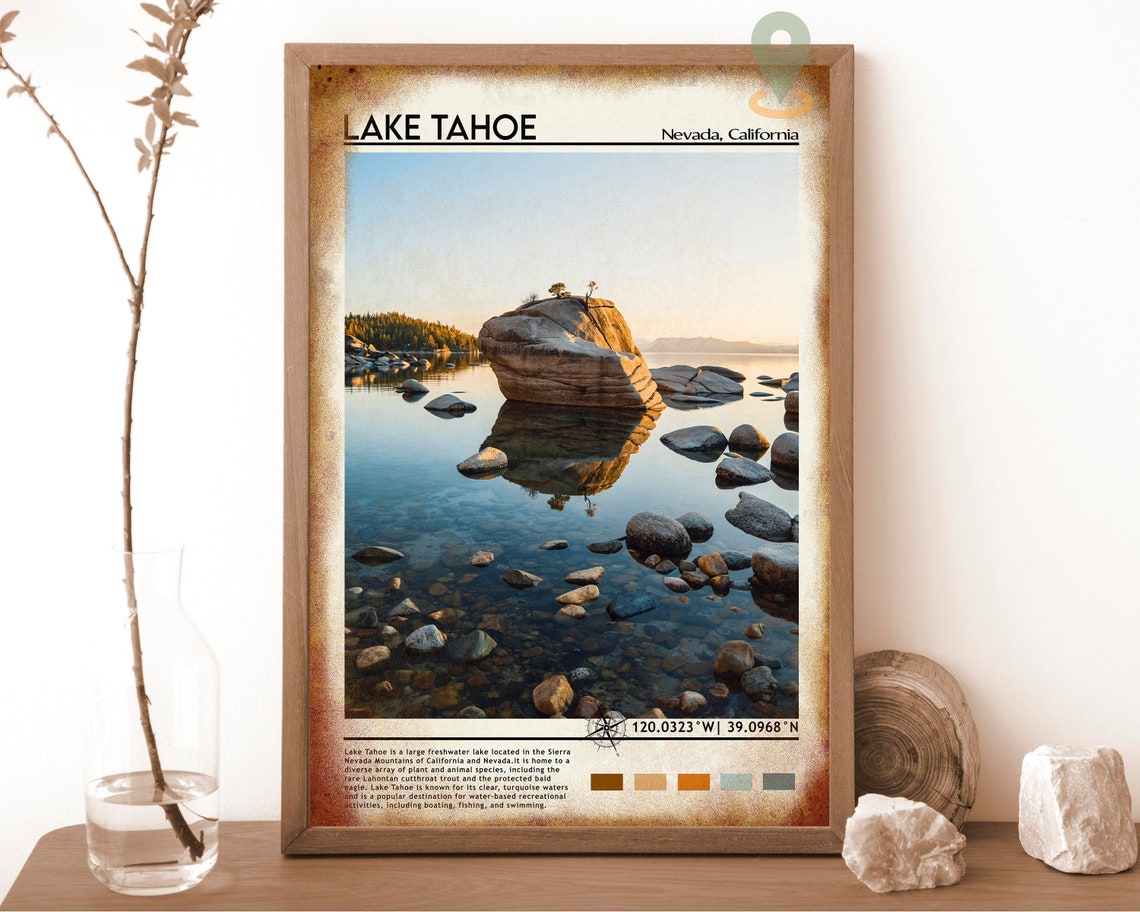 Lake Tahoe Print Lake Tahoe Art Lake Tahoe Poster Lake Tahoe Photo Lake Tahoe Poster Print Lake Tahoe Painting Nevada Travel Poster - Image 6