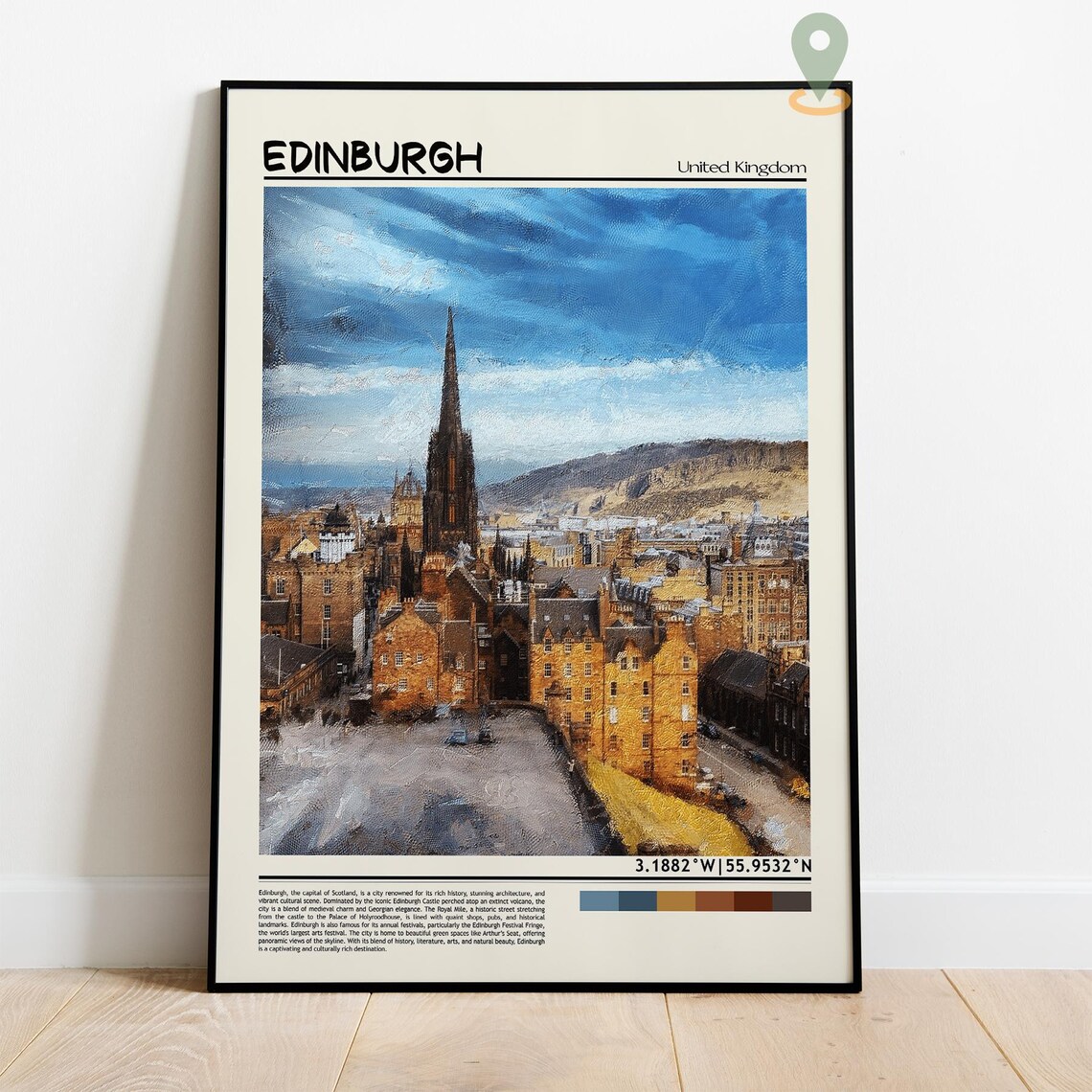 Edinburgh United Kingdom Old Town Spire Oil Painting Travel Poster - Image 4