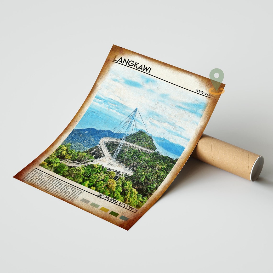 Langkawi Malaysia Sky Bridge Island Mountain Scenery Travel Print - Image 5