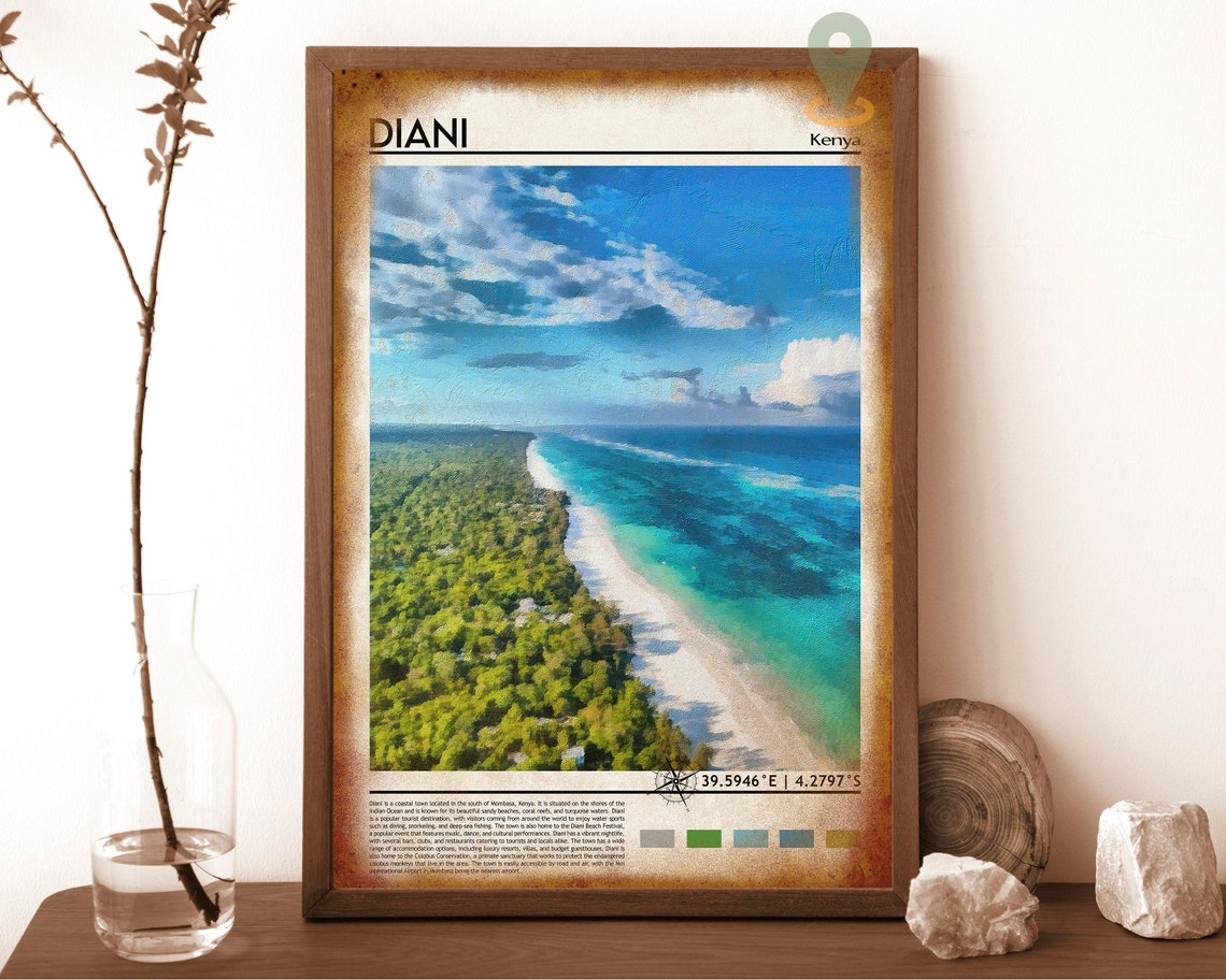 Diani Beach Kenya Turquoise Water Aerial Photo Travel Poster - Image 6