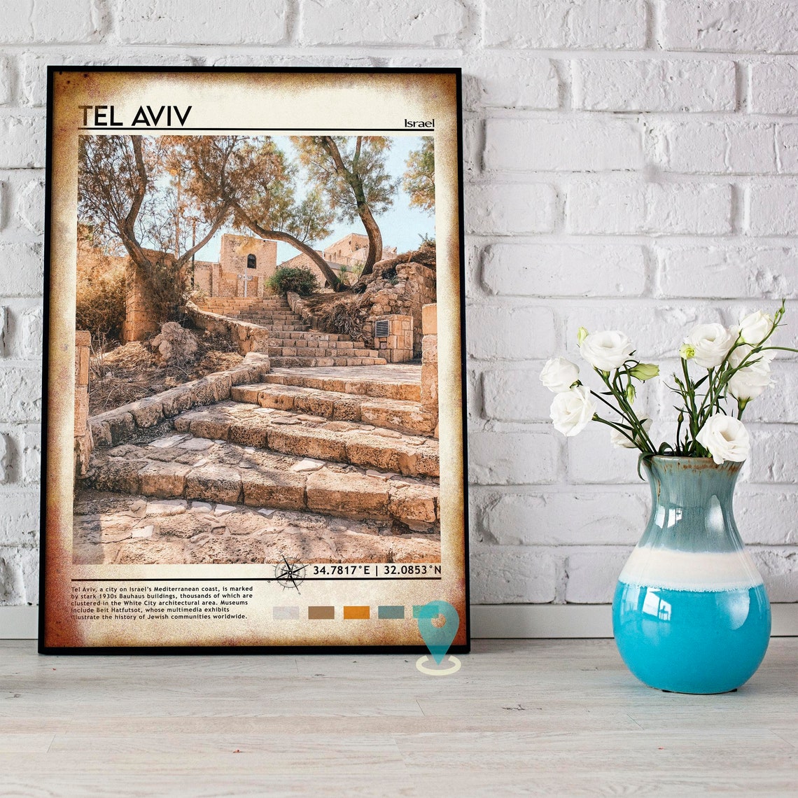 Tel Aviv Israel Old Jaffa Stone Steps Travel Poster Ancient Stairs - Image 5