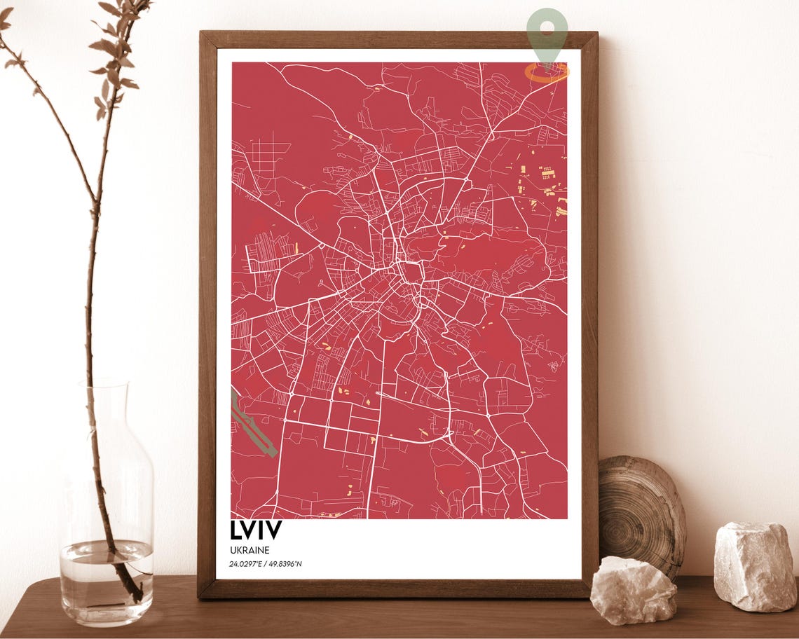 Lviv Ukraine City Street Map Cream Minimalist European Art Poster - Image 4