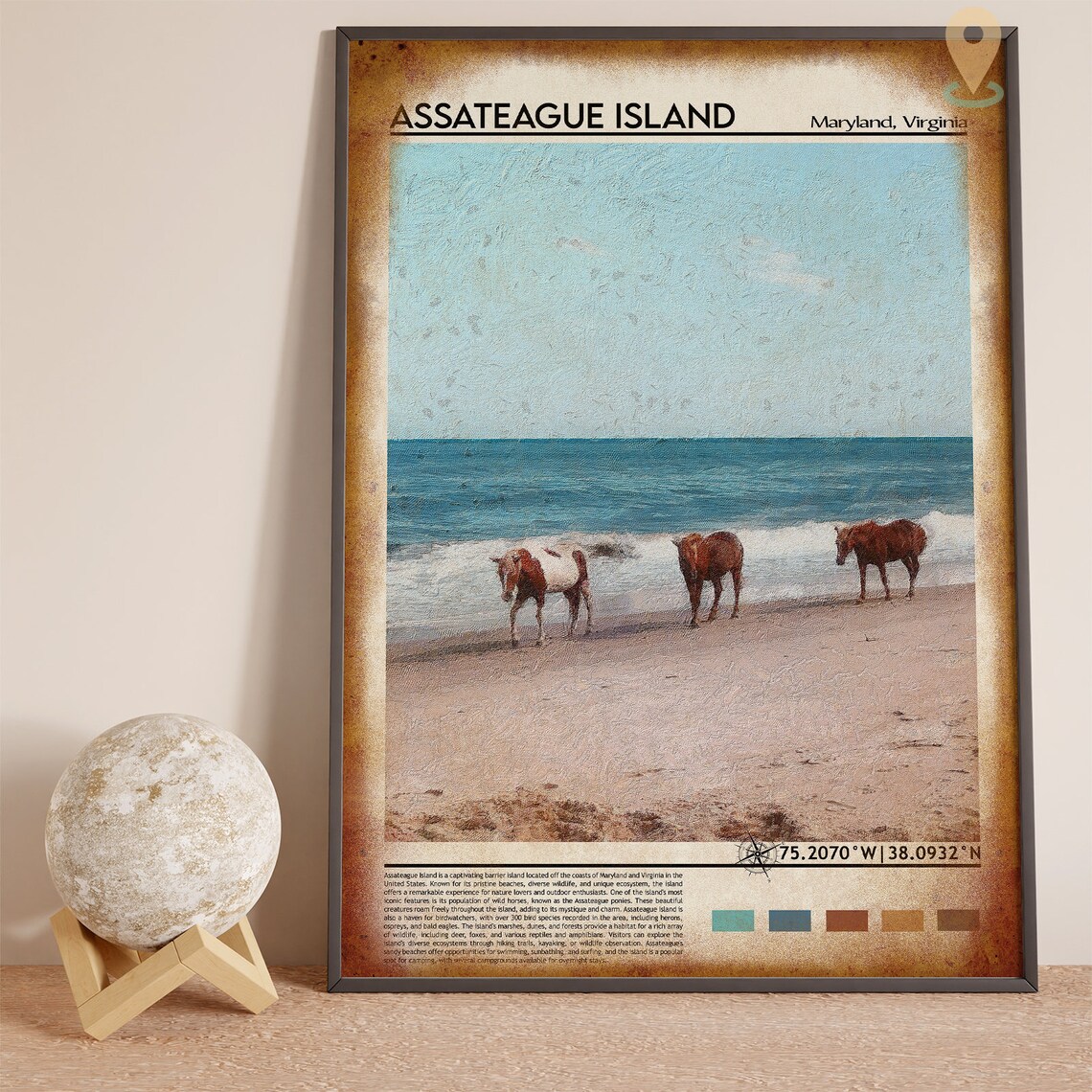Assateague Island Maryland Virginia Wild Horses Beach Poster - Image 4