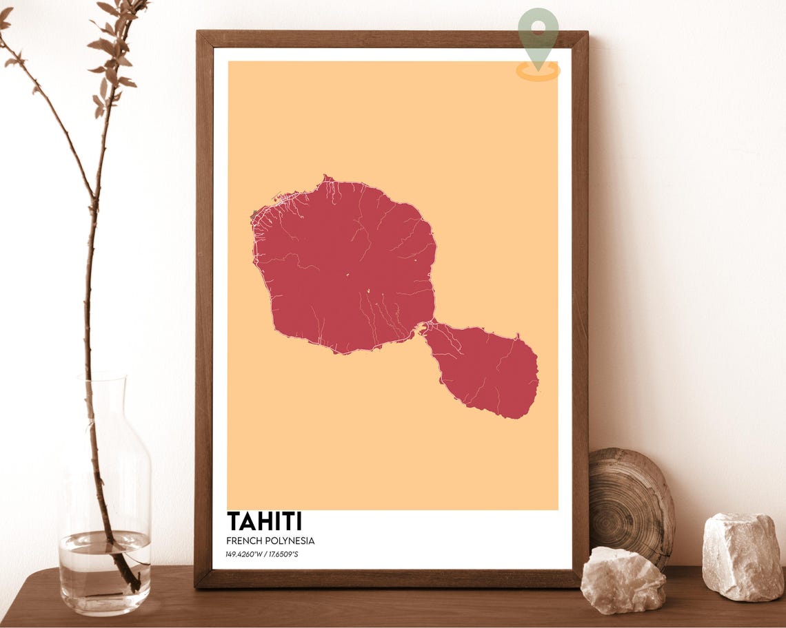 Tahiti Map Tahiti Map Print Tahiti Wall Art Tahiti Travel Poster Tahiti Poster Tahiti Photo Tahiti City Map Tahiti Island Poster - Image 5