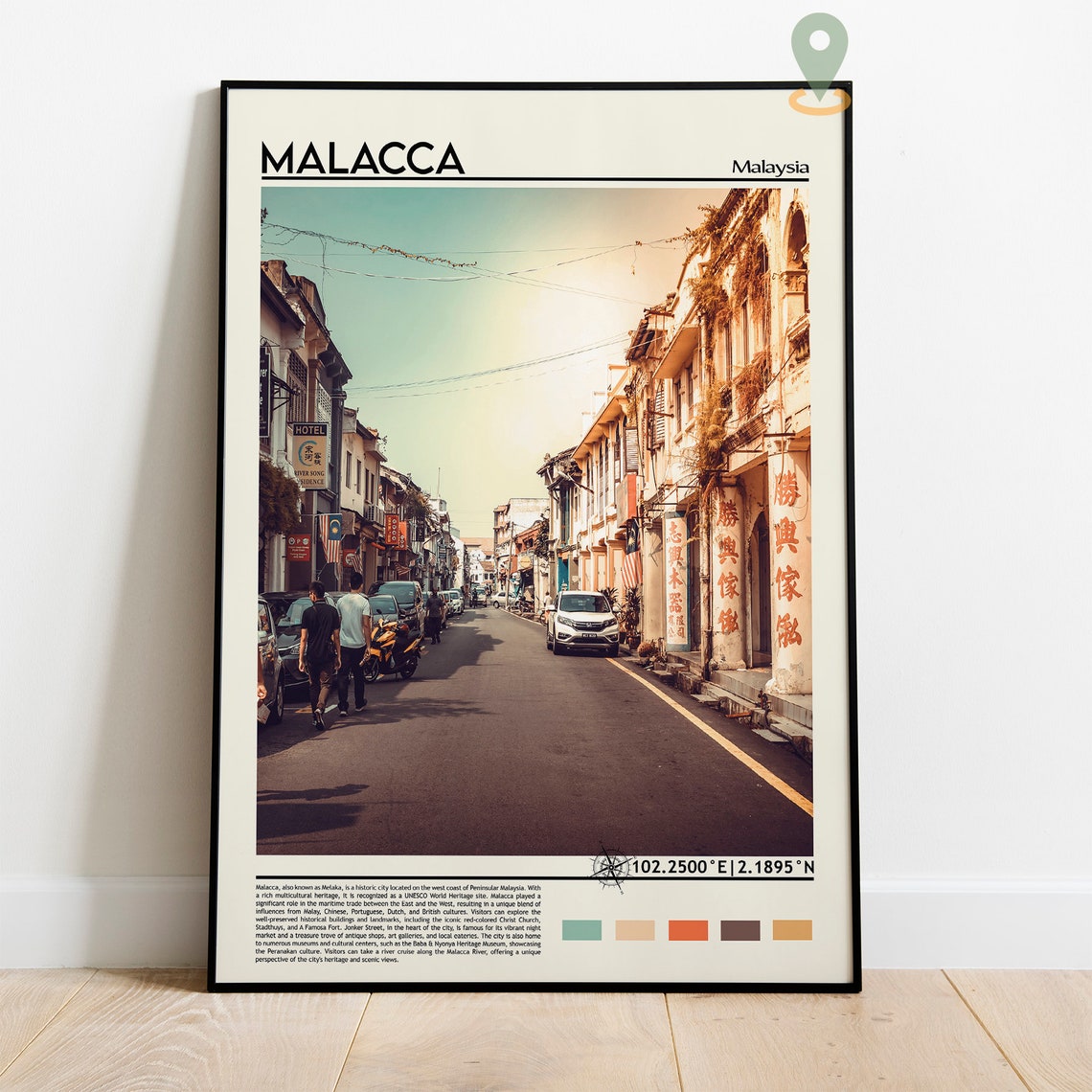 Malacca Malaysia Historic Jonker Street Shophouses Travel Poster - Image 2
