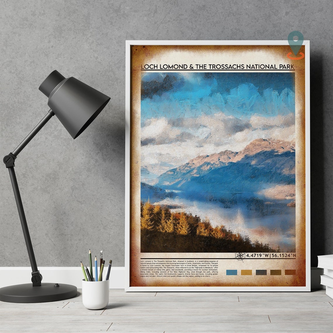 Loch Lomond Travel Print Scotland Travel Art Loch Lomond Poster Loch Lomond Wall Art Retro Travel Print Memory Wall Travel - Image 4
