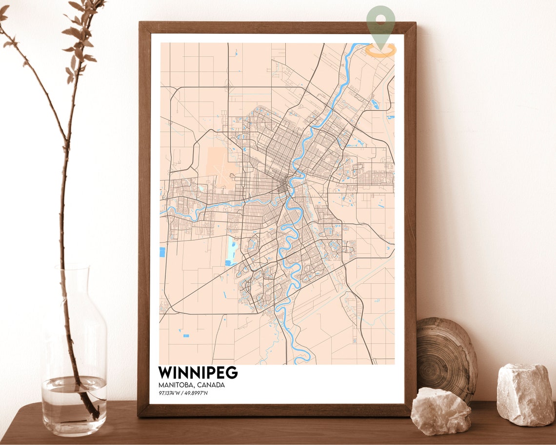 Winnipeg Manitoba Canada Night Street Map Dark Blue Art Poster - Image 5