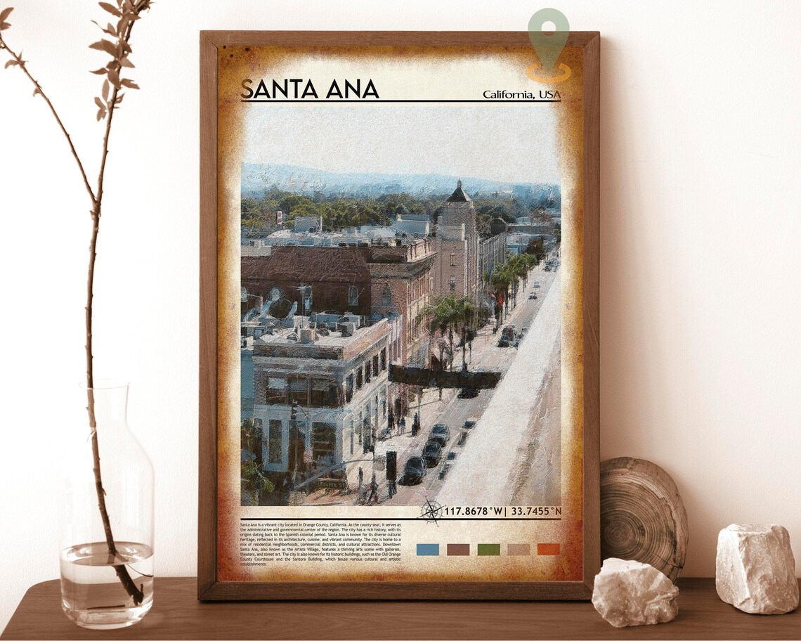 Santa Ana California Historic Downtown Fourth Street District Travel Poster - Image 6