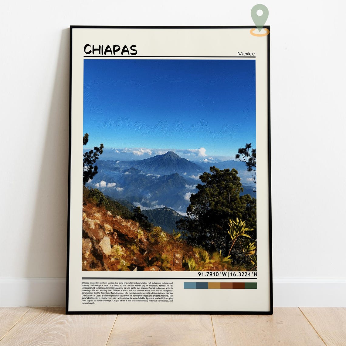 Chiapas Mexico Misty Mountain Volcano Vista Nature Travel Poster - Image 4