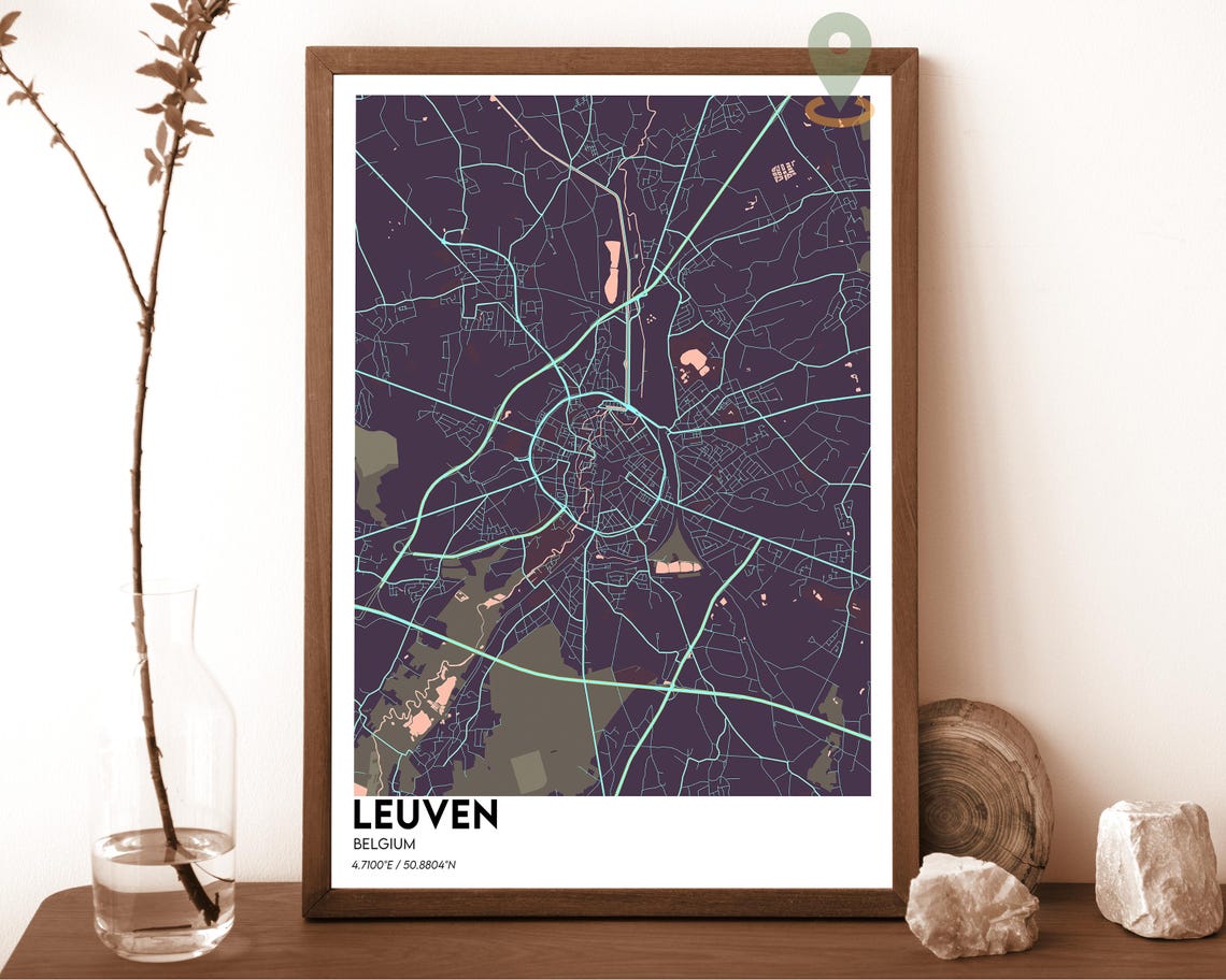 Leuven Belgium Light Minimalist Circular City Map Wall Poster - Image 6