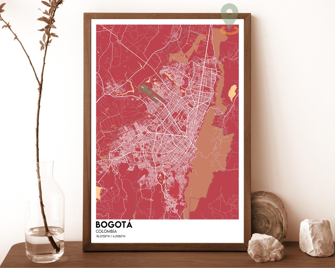 Bogota Colombia Dark Modern City Map Andean Hills Art Poster - Image 4