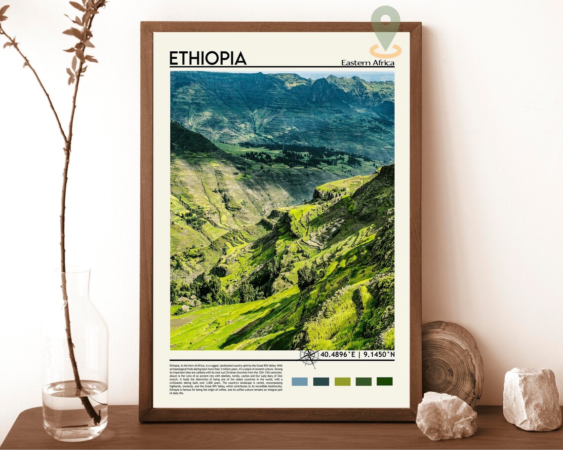 Ethiopia East Africa Mountain Valley Photo Travel Poster Home Decor