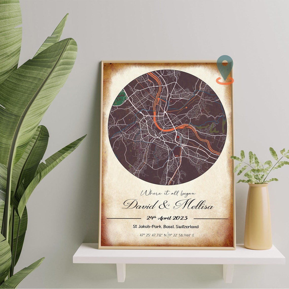 Personalized Round City Map Art Where It All Began Gift Poster - Image 2