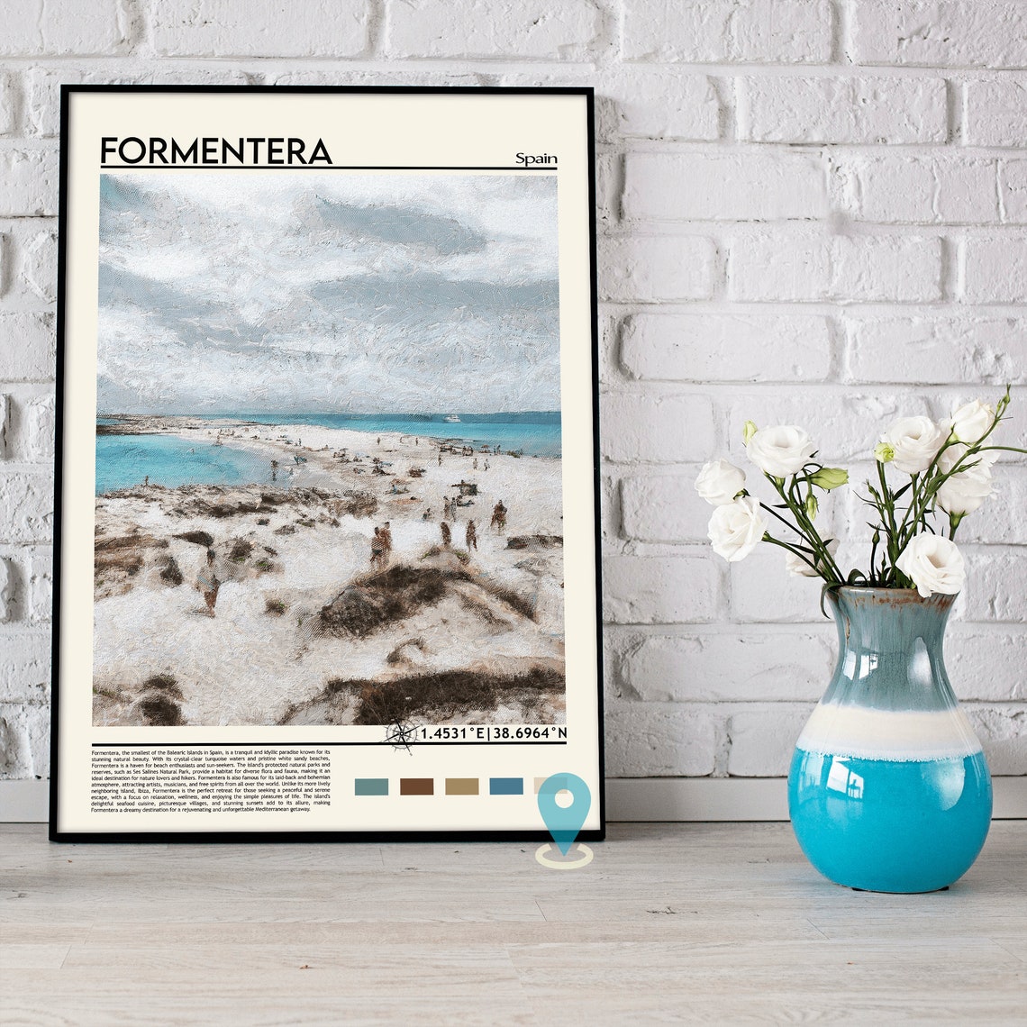 Formentera Spain White Sand Turquoise Beach Island Art Poster - Image 5