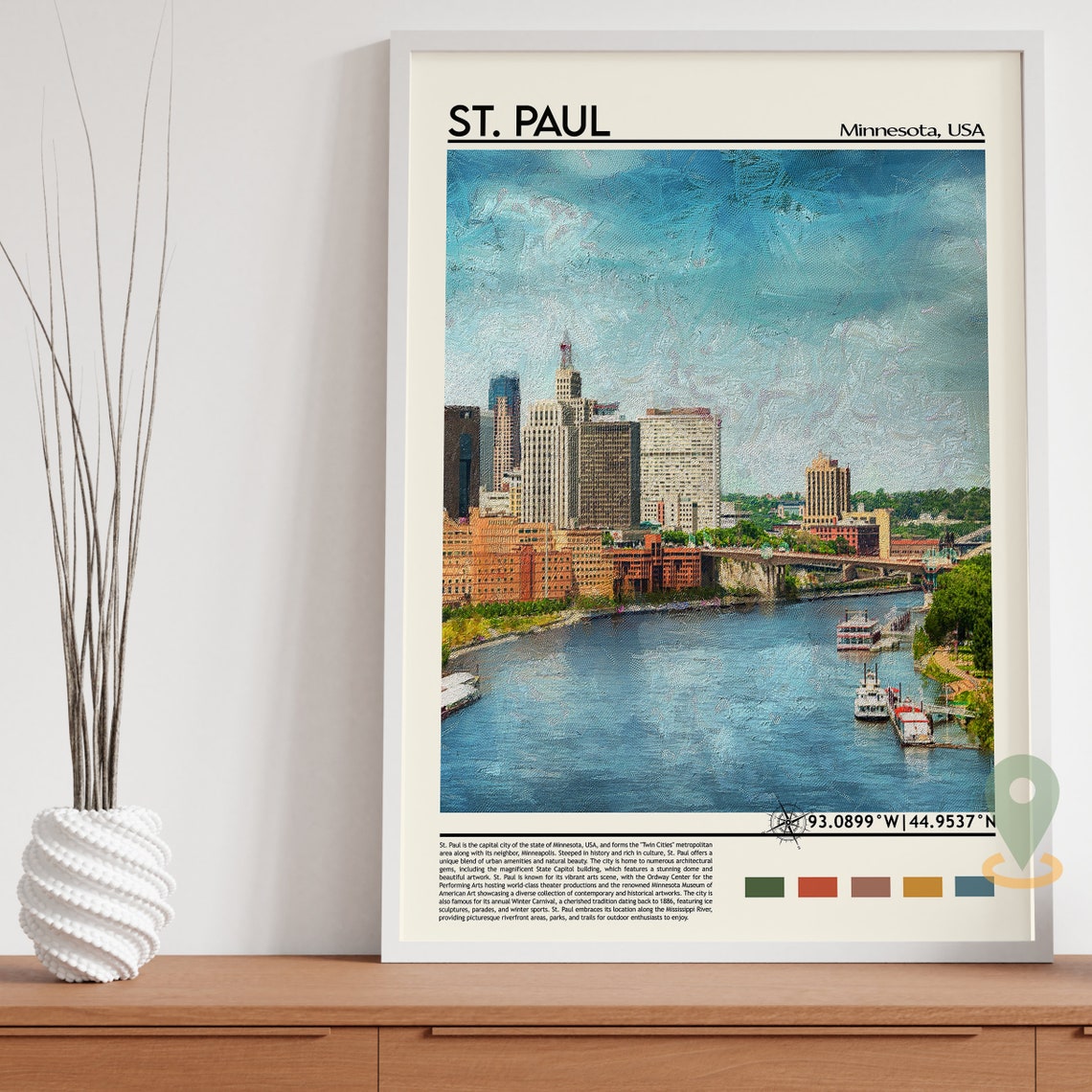 St. Paul Minnesota Mississippi Riverfront Skyline Travel Poster - Image 5