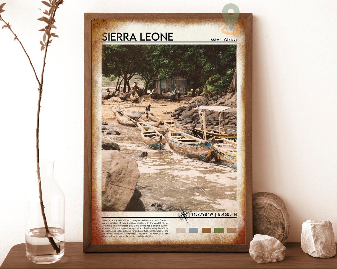 Sierra Leone West Africa Coastal Fishing Boats Travel Poster - Image 6
