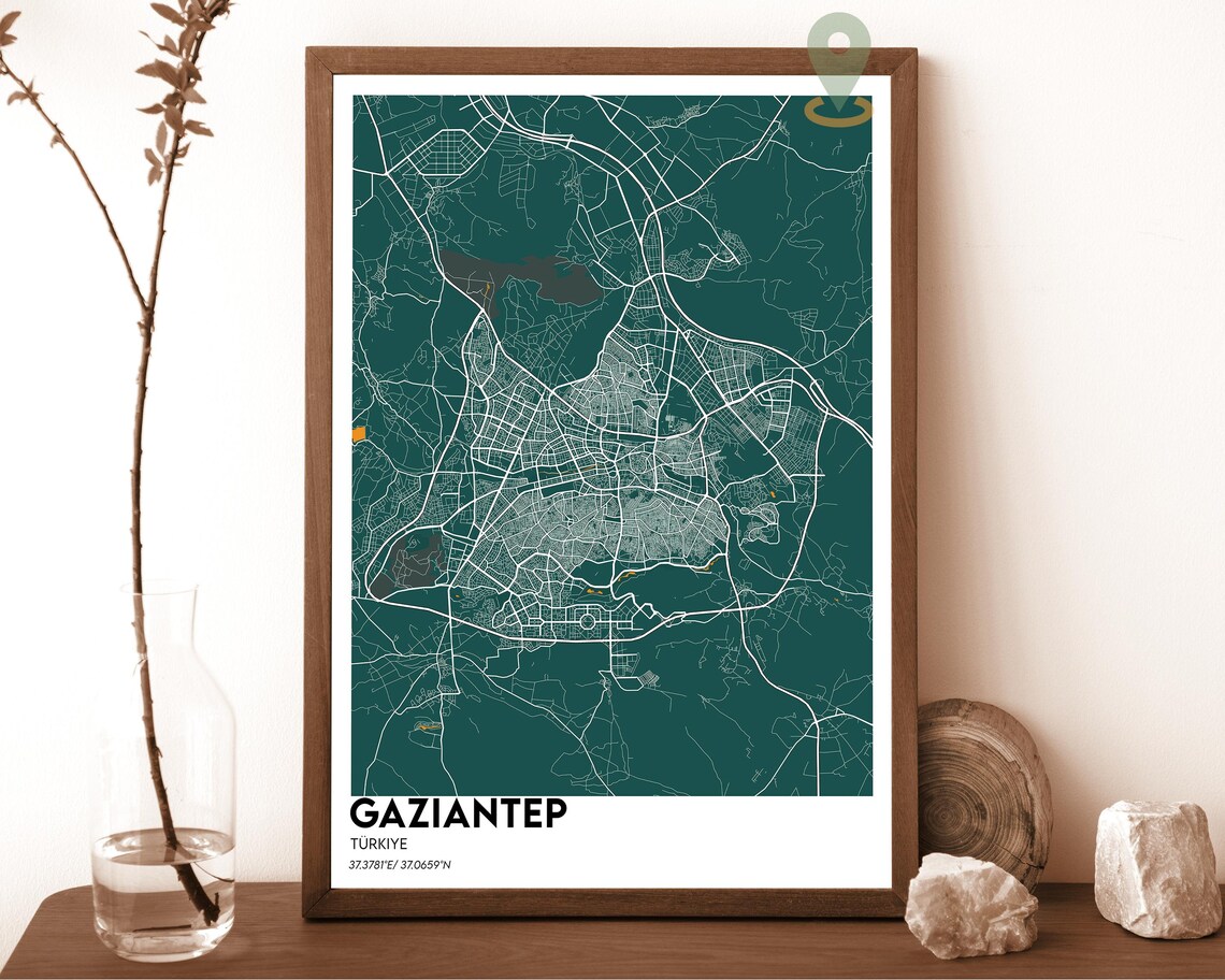 Gaziantep Turkiye Minimalist Navy City Map Street Art Poster - Image 5