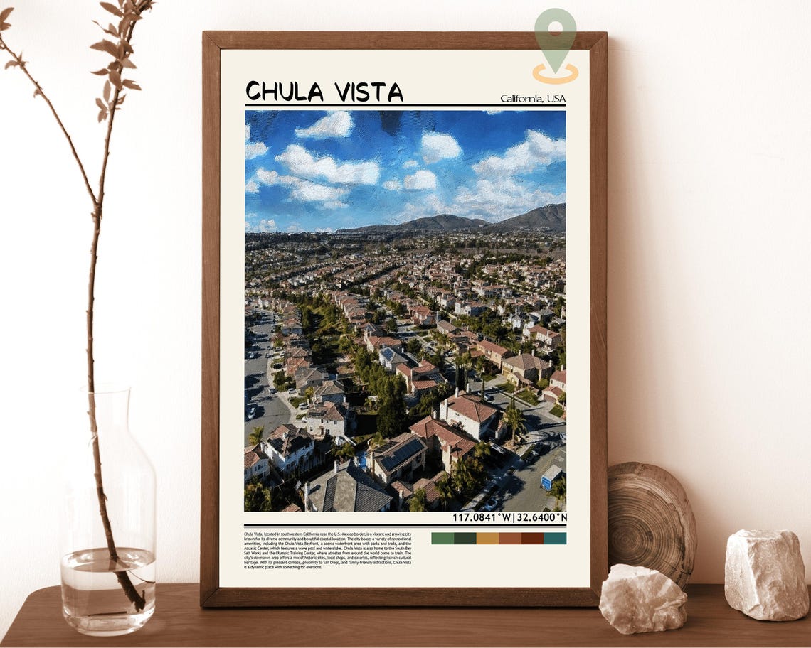 Chula Vista Print Chula Vista Poster Chula Vista Wall Art Chula Vista Travel Print Chula Vista Art Print San Diego Print Chula Vista