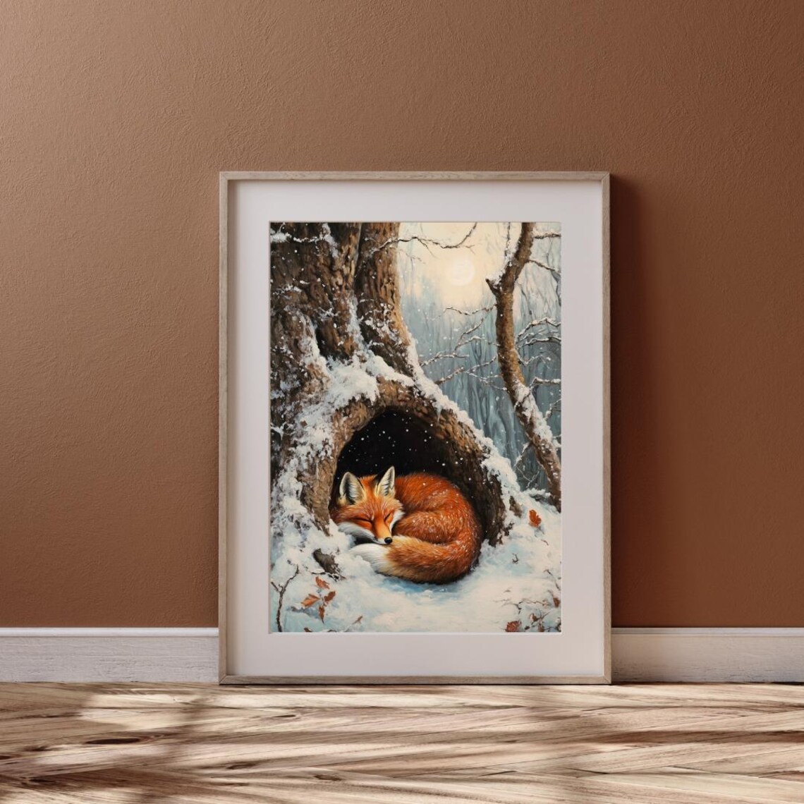 Sleeping Winter Fox in Snowy Forest, Art Print - Image 6
