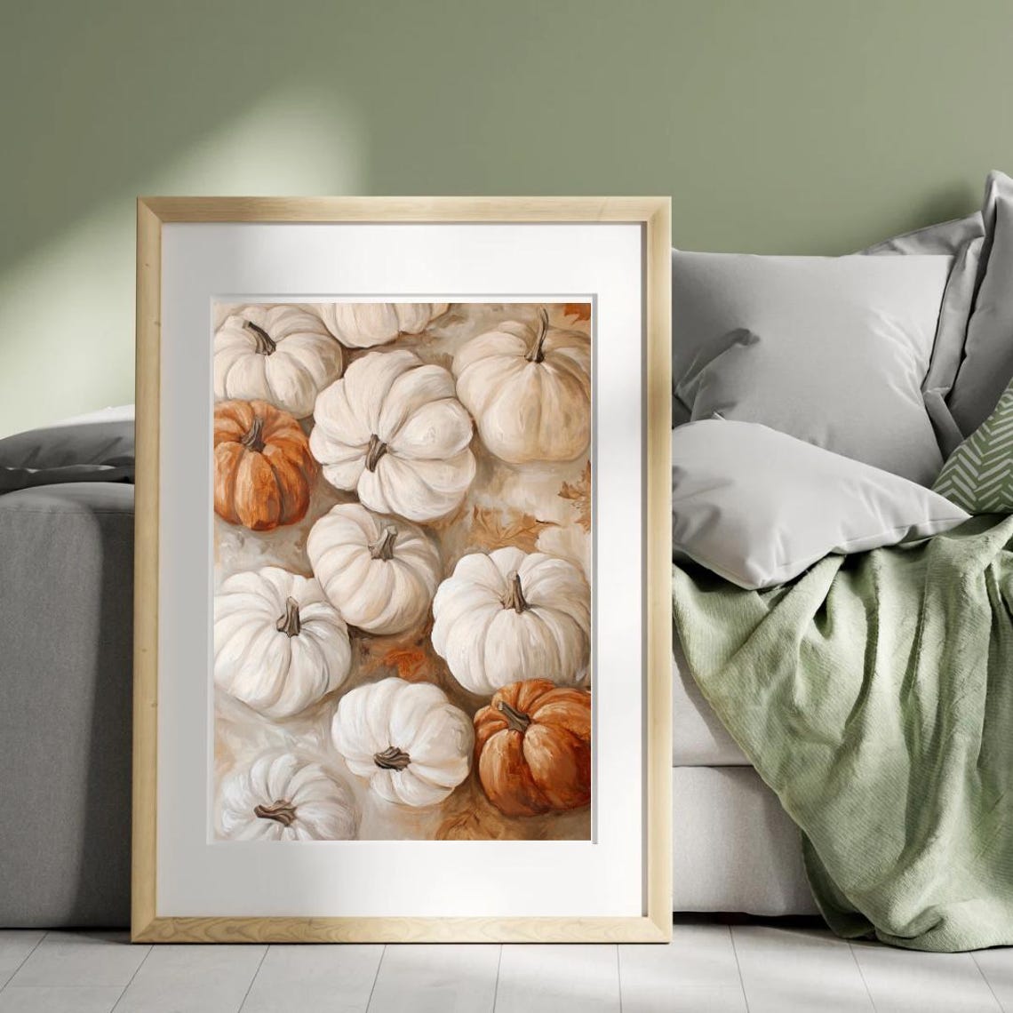 Autumn Tales Painted White Pumpkin Cluster Fall Harvest Poster - Image 4