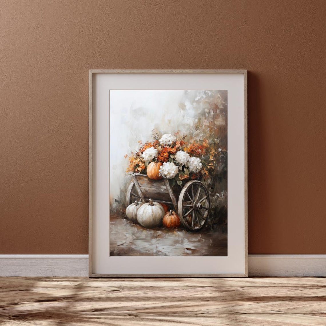 Floral Pumpkin Patch Wheelbarrow Cottagecore Fall Still Life Poster - Image 6