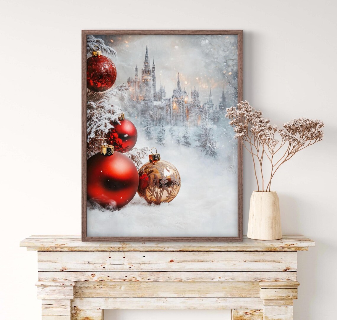 Whimsical Winter Castle and Christmas Ornaments - Image 3