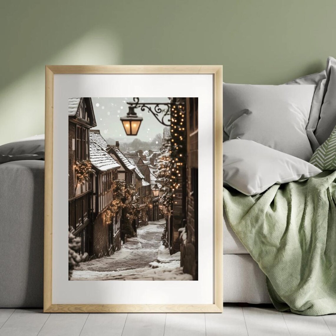 Vintage Christmas French Village Art Print, Winter - Image 5