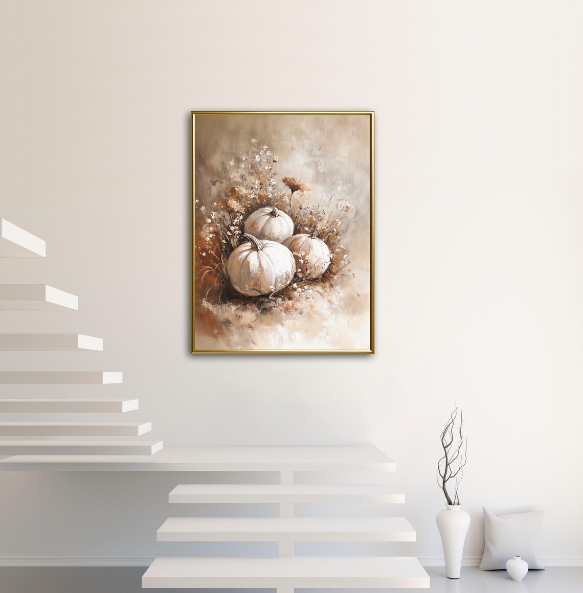 Pumpkin Patch Wildflowers Fall Art Print, Farmhouse - Image 3