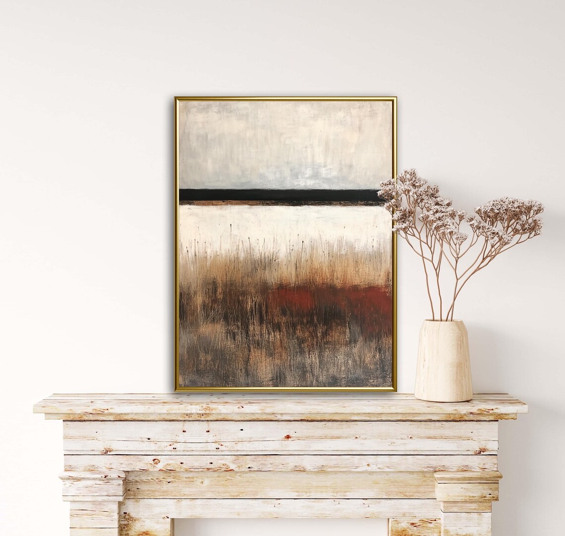 Abstract Fall Landscape Wabi Sabi Earth Tone Minimal Art Poster - Image 4