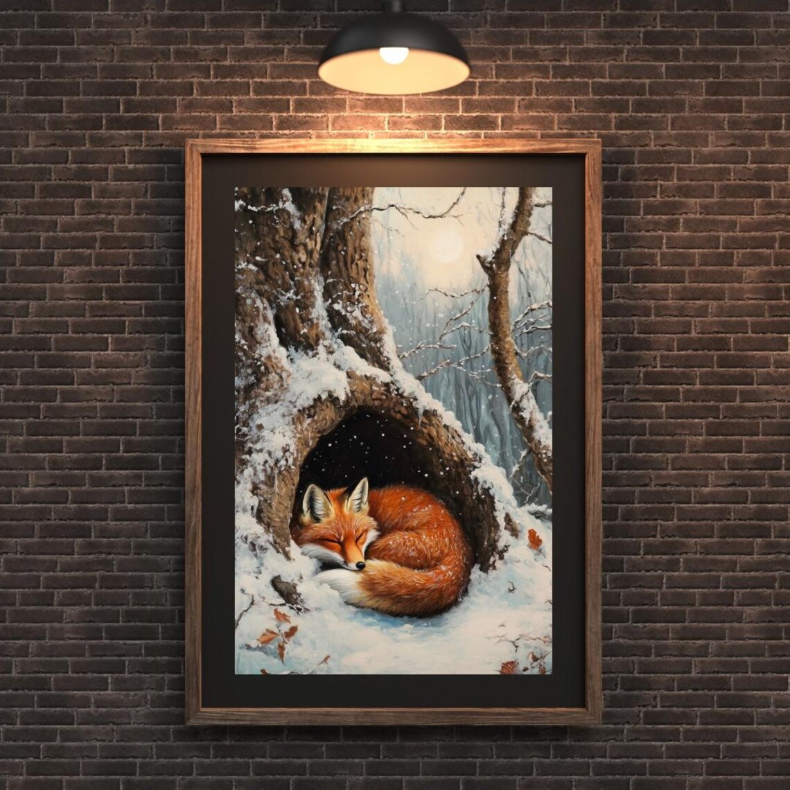Sleeping Winter Fox in Snowy Forest, Art Print - Image 2