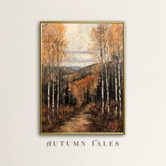 Vintage Rustic Tree Mountain Dirt Road Fall Art Print