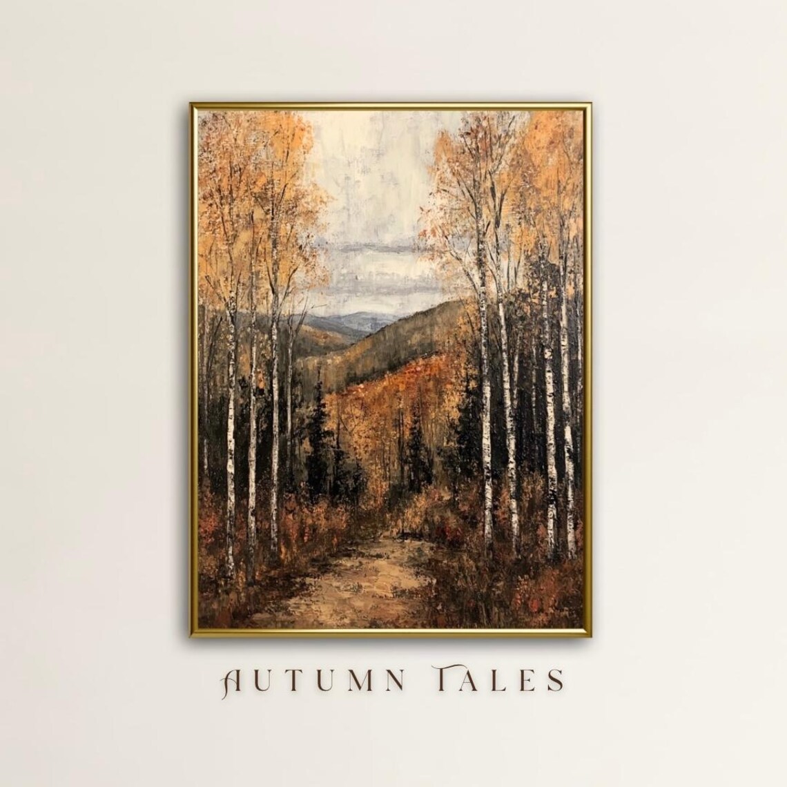 Vintage Rustic Tree Mountain Dirt Road Fall Art Print