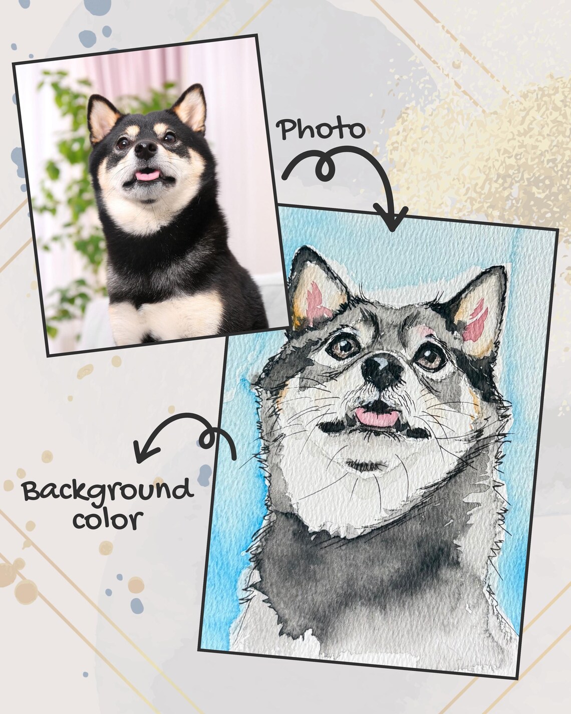 Custom Pet Portrait From Photo, Watercolor Gift - Image 3