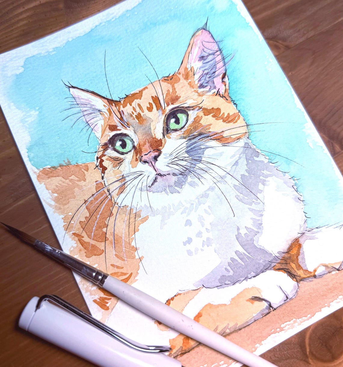 Custom Watercolor Pet Portrait From Photo Custom Pet Painting Cat Wall Art Custom Dog Painting Watercolor Pet Portrait Wall Art - Image 3