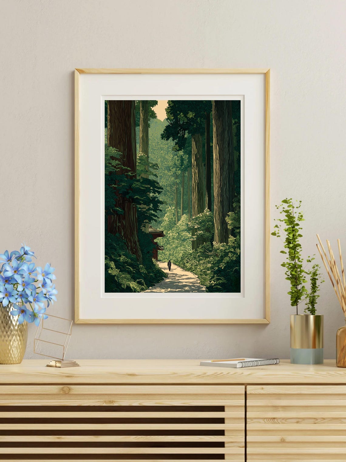 Vintage Japanese Forest Poster Woodblock Art Inspired By Road To Nikko Kawase Hasui Japandi Decor Botanical Wall - Image 5