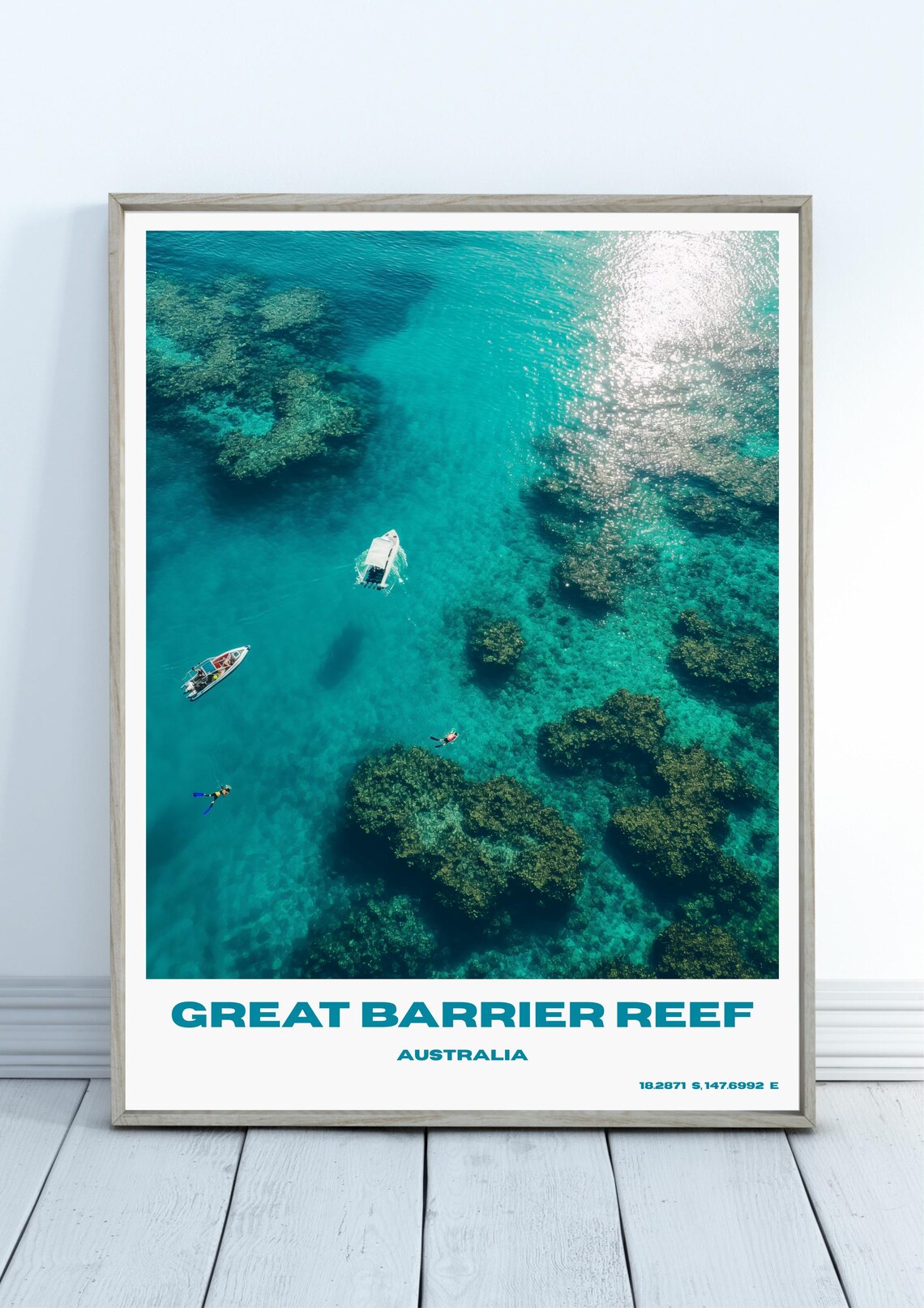 Great Barrier Reef Travel Poster, Australia Coastal