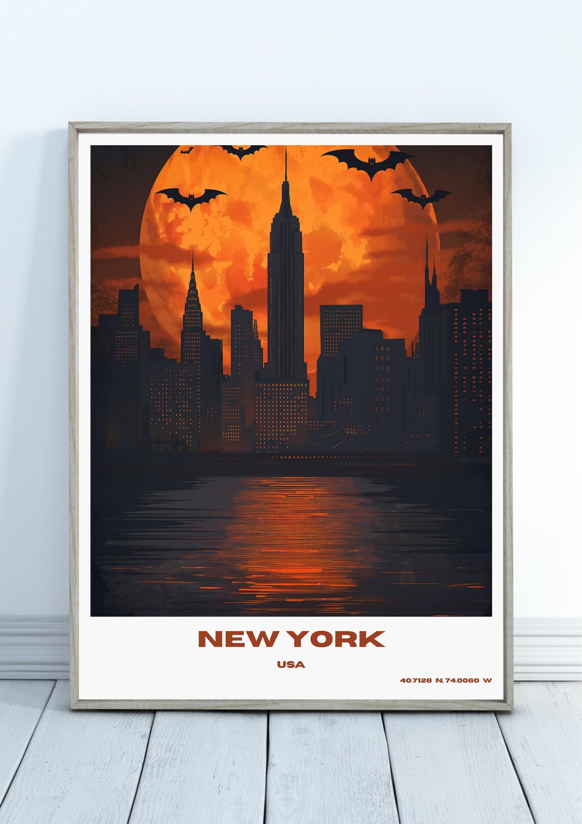 Manhattan Skyline Halloween Poster Wall Art Print Home Decor Birthday Present Nyc