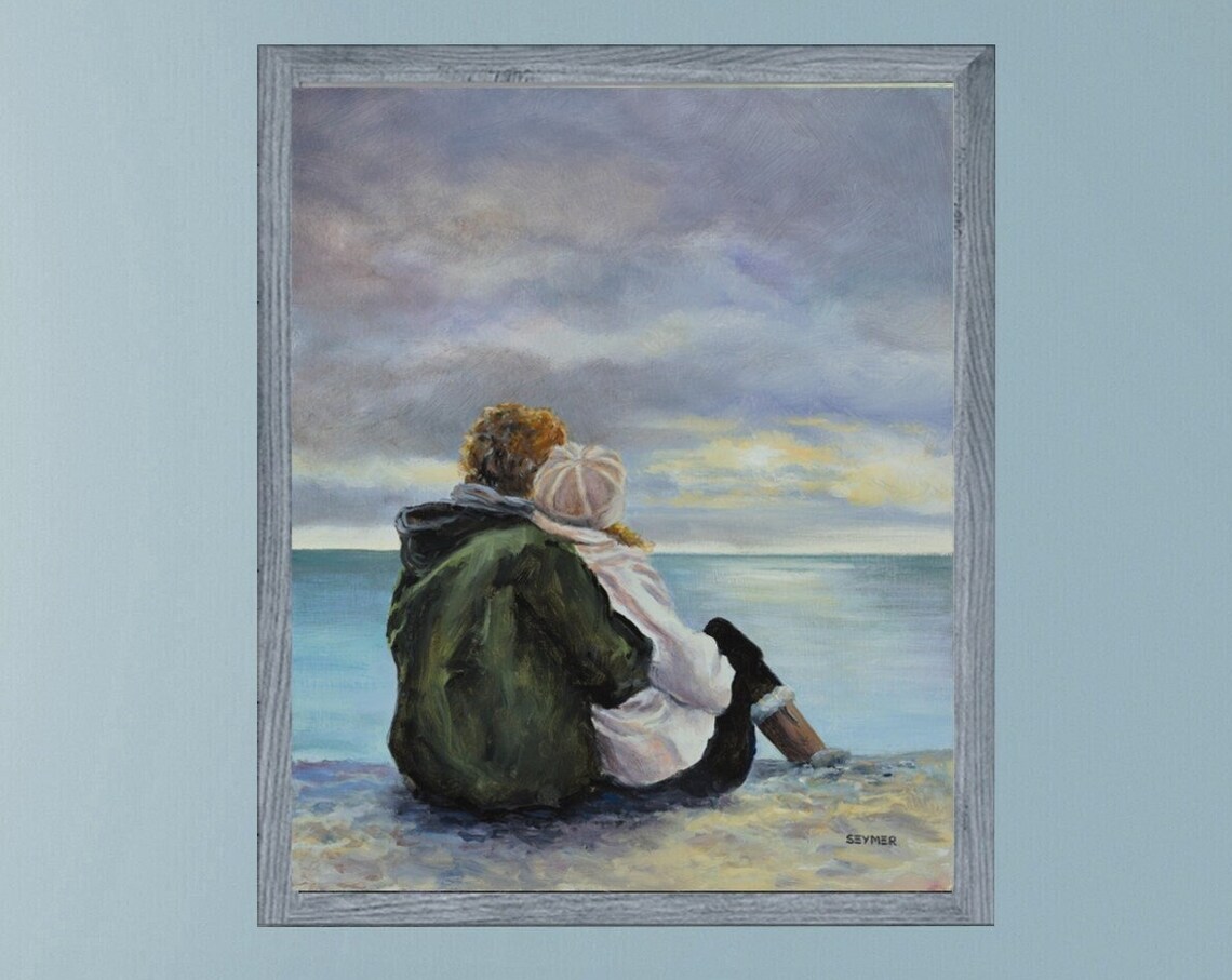 Love Painting Art Print, Romantic Beach Scene - Image 3