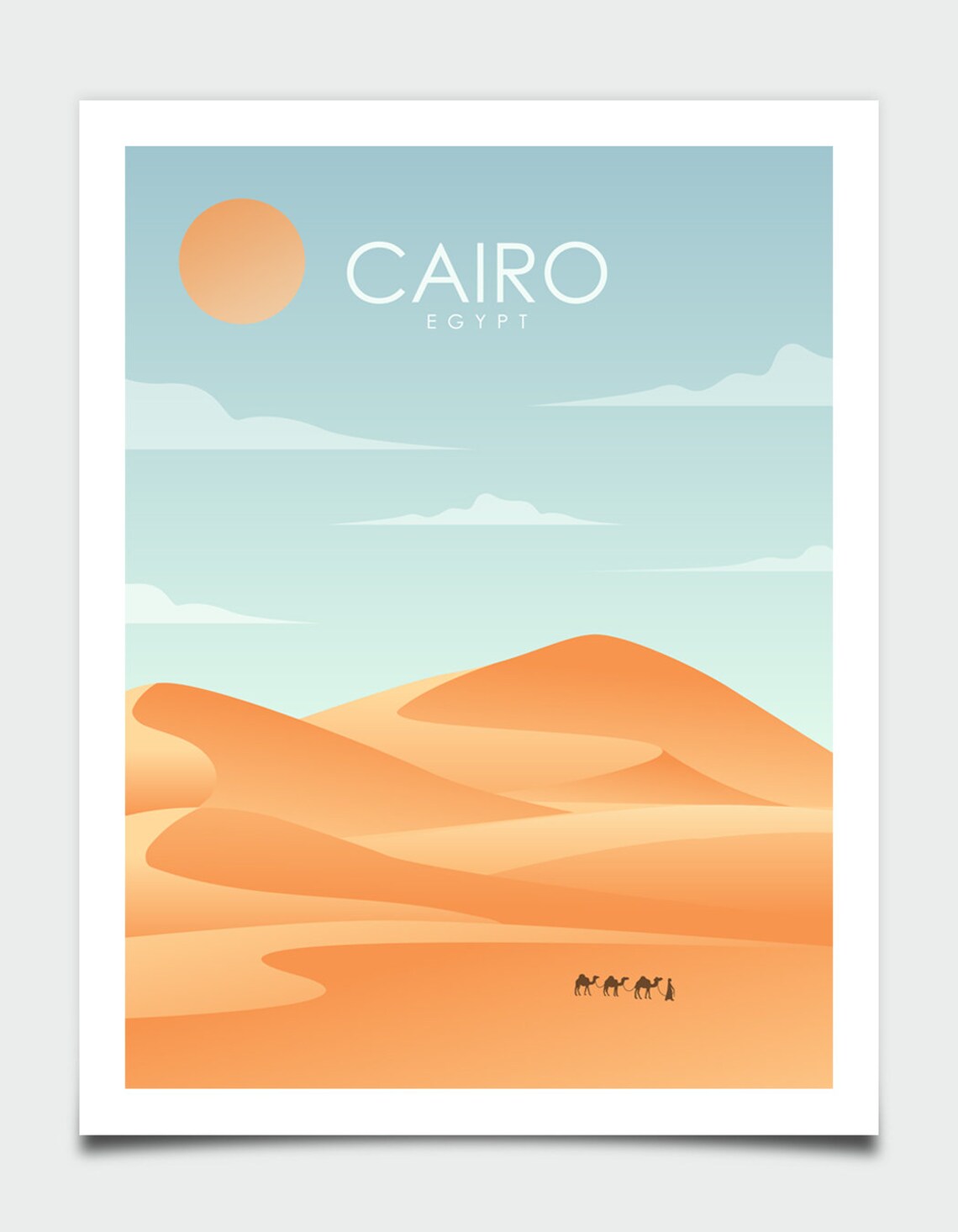 Cairo Egypt Desert Dunes Camel Caravan Retro Travel Poster Art - Image 2